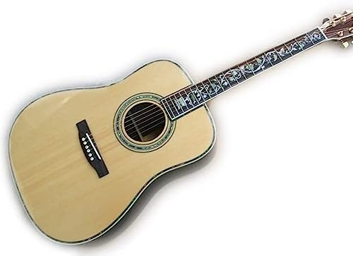 Factory + Akustikgitarre mit rundem Korpus, AAA-Akustik-E-Gitarre mit massiver Fichtendecke, Deluxe-Baum des Lebens-Inlays, Akustik, nur Gitarre, 41 Zoll