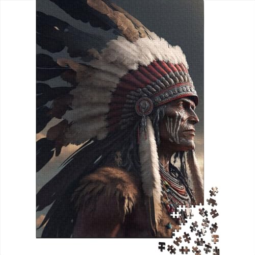 Native Chief für Erwachsene, schwierige Puzzles für Erwachsene, Puzzles mit 1000 Teilen, ganze Familie und die (Größe: 75 x 50 cm)