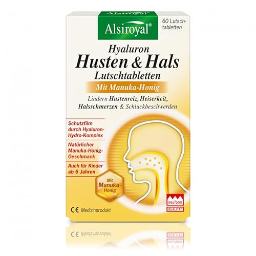 Alsiroyal Hyaluron Husten & Hals Lutschtabletten mit Manuka-Honig 60 Stück