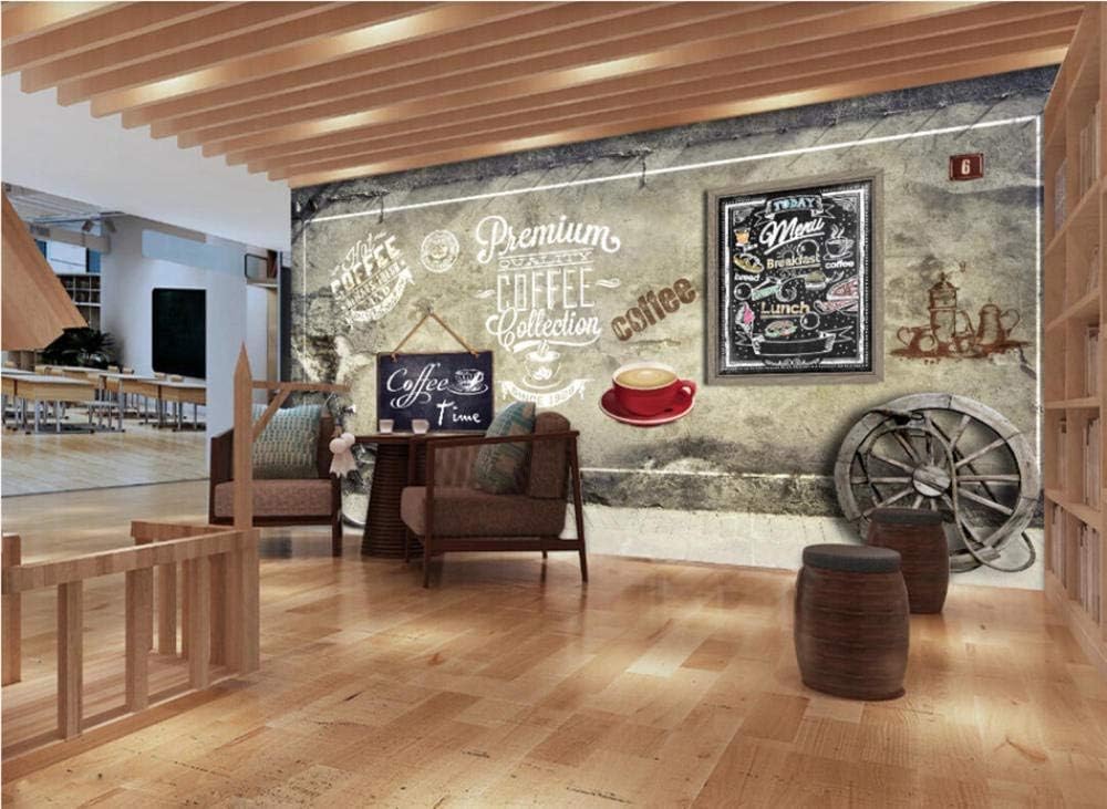 Industrielles Retro-Café 3D Tapete Poster Restaurant Schlafzimmer Wohnzimmer Sofa TV Dekorative Wand-250cm×170cm