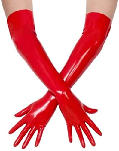 Sexy Fetisch-Arm-lange Latex-Handschuhe,Rot,Handgelenk 19 Cm