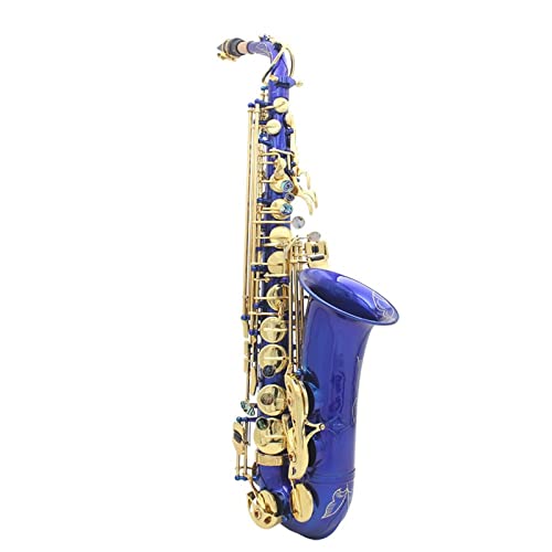 Messinggraviertes EB E-Flat-Alt- Saxophon SAX Abalone-Shell- Tasten Windinstrument Mit Saxophon AECCESSARIES (Color : Blue)