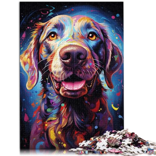 Puzzle zum Verschenken, farbenfrohe Psychedelie verwöhnter Welpen, 1000 Teile Puzzle für Erwachsene, aus Holz, Puzzle zum Verschenken, 1000 Teile (50 x 75 cm)