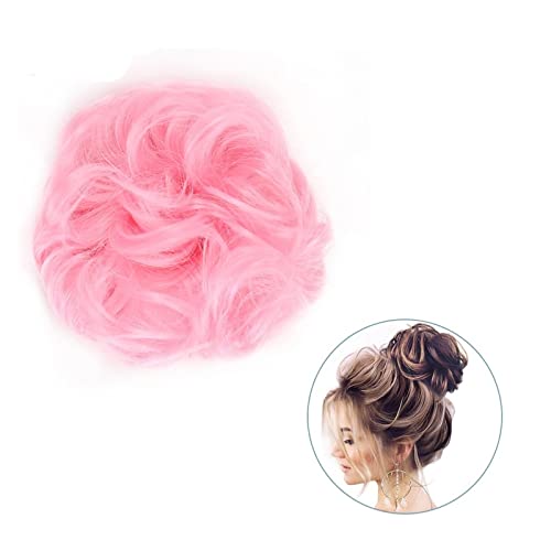 Bun Haarteile 1 Stück rund ums Haar, Pferdeschwanz, Donut-Haarknoten, Haarschmuck for Frauen, synthetischer, unordentlicher, lockiger, gewellter Scrunchie-Chignon mit Gummibandwickel Brötchen-Haarteil