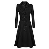 AMUSTER Damen Mantel Kleider Elegant Winter Klassische Vintage Revers Schlack Trenchcoat Wollmantel Warme Wintermantel Outwear Lang Parka Jacke Windbreaker