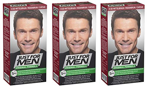 Just for Men - H35 - Haarfärbemittel, Pflege Tönungs Shampoo, Natur Mittelbraun, 3er Pack