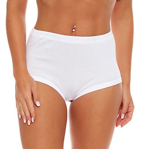 Cocain underwear 8 Damen Slip weiß - Grösse 40-42 aus 100% Baumwolle ohne Seitennaht - hoch geschnitten - glatt Weiss