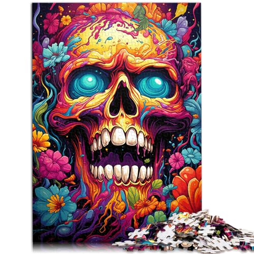 Puzzle-Spiele Bizarrer bunter Totenkopf-Puzzle 1000 Teile für Erwachsene Holzpuzzle Geburtstagsgeschenk, Geschenke für oder, Wandkunst 1000 Teile (50 x 75 cm)