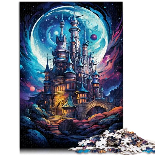 Puzzlespiel, psychedelisches Gemälde, farbenfrohes Mondlichtschloss, 1000 Teile, Puzzlegeschenke, Holzpuzzle, Weihnachtsgeburtstagsgeschenke, 1000 Teile (50 x 75 cm)