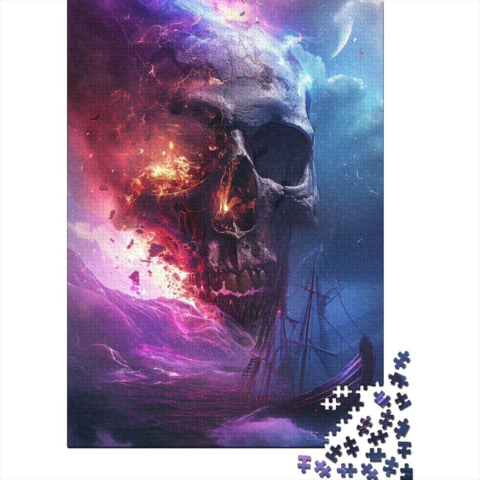 1000 Teile für Erwachsene, schwierige Puzzles, geheimnisvolles Piratenschiff für Erwachsene, Puzzles 1000 Teile, Holzpuzzles für Erwachsene, Teenager (Größe 75x50cm)