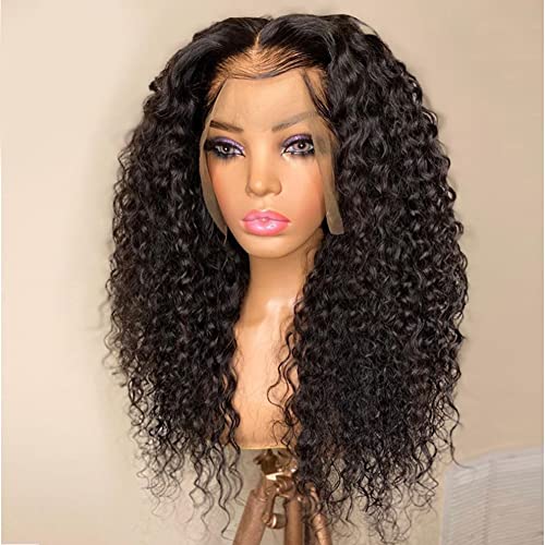 XIUWOUG 100% Brazilian Natural Black Wig with Baby Hair Lace Front Wigs Body Wave Human Hair Wig, Natural Wave Real Hair Wig for Women, Black Wigs,Schwarz,14 inch