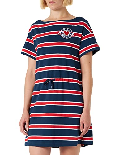 Love Moschino Women's Short-Sleeved Regular fit Dress, Blue White RED, 40