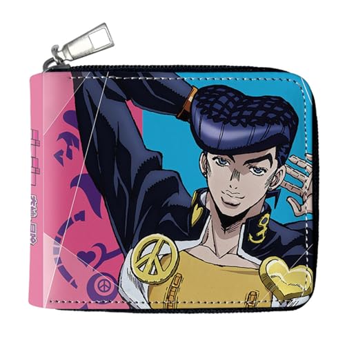 RYNDEX Jo-Jo's Bizar-re Adventu-re Portefeuille D'anime, Dessin Animé Portefeuille en Cuir Artificiel, Mädchen Geldtasche mit Münzfach und Geldscheinfach(Color:Multicolor 11)