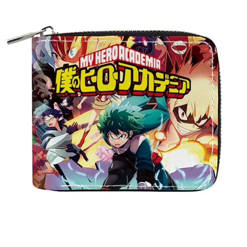 RYNDEX My He-ro Academ-ia Anime Wallets, Geldbörse Leder mit Reißverschluss, Mädchen Geldtasche mit Münzfach und Geldscheinfach(Color:Multicolor 7)