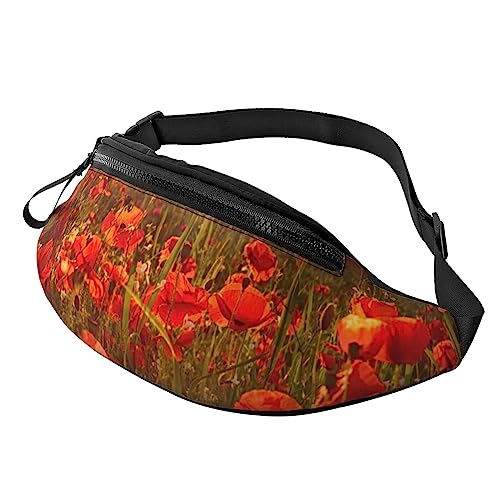 HSJFS Sporttasche mit Weltkarten-Aufdruck, Umhängetasche, lässige Brusttasche, Sonnenuntergang Blumenfeld, Einheitsgröße