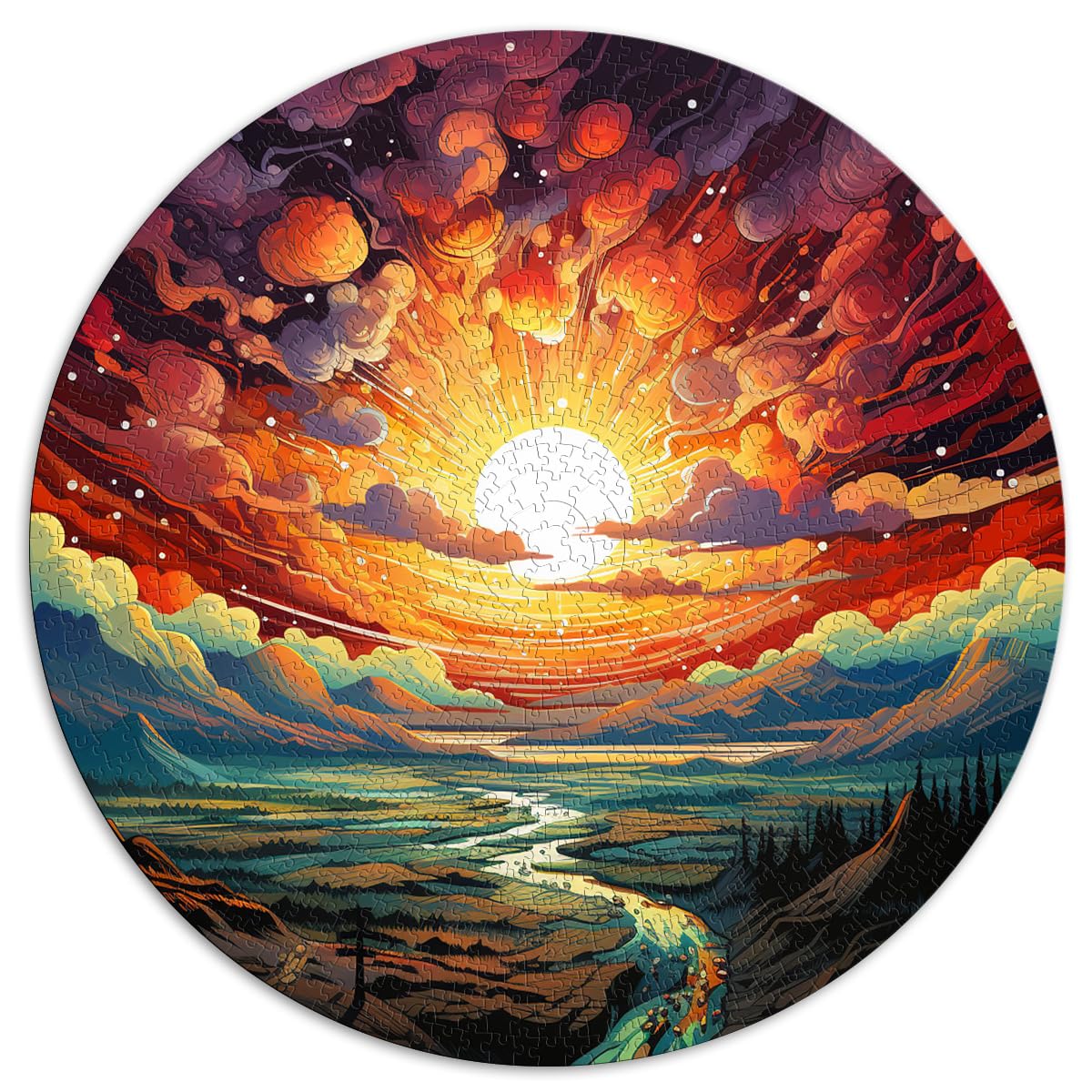 Puzzlespiele Schöner Sonnenaufgang, 1000-teiliges Puzzle für Erwachsene, 67,5 x 67,5 cm, Lernspiele, Familienspiel, Stressabbau, schwieriges Herausforderungspuzzle