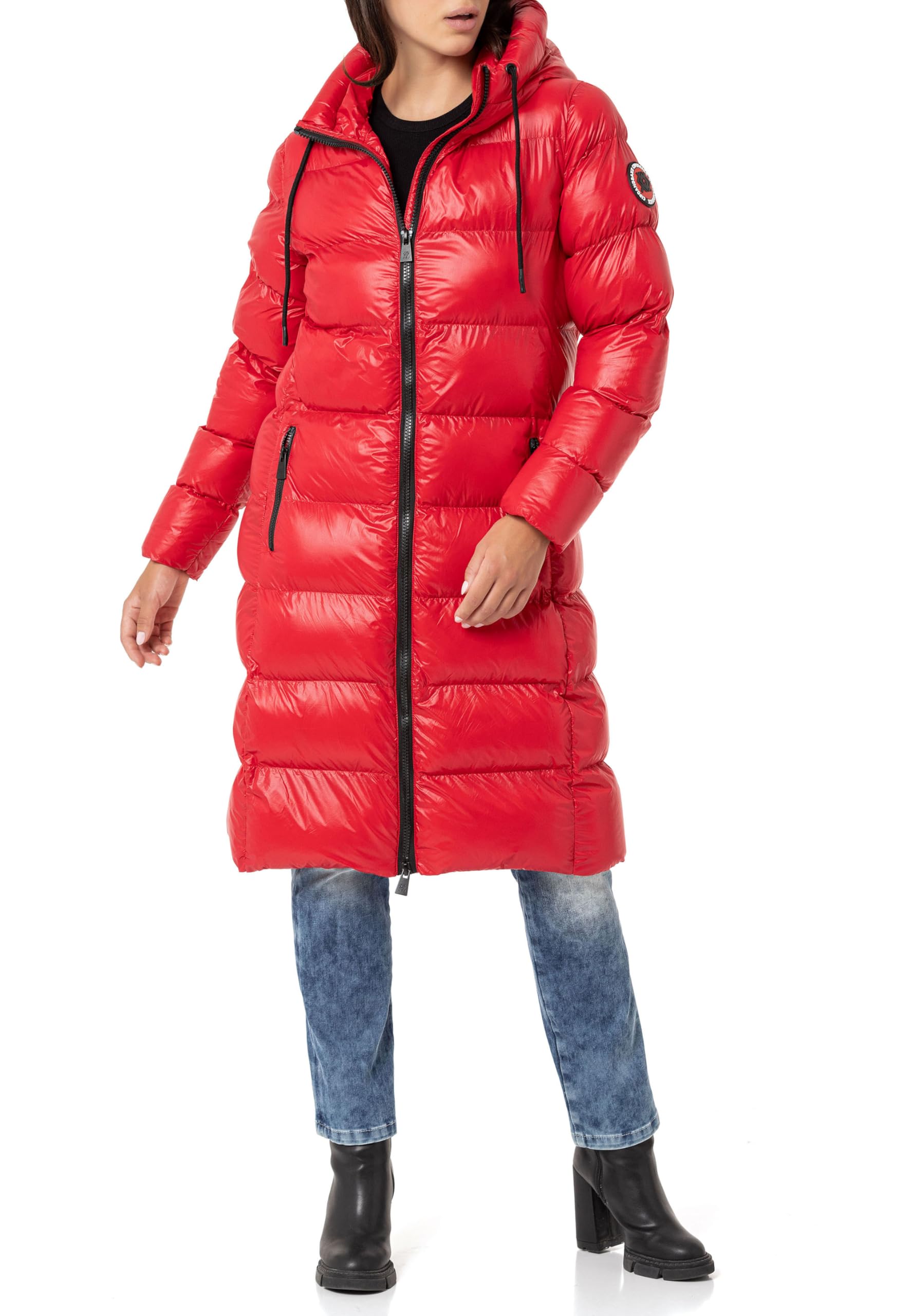 Cipo & Baxx Damen Steppmantel Jacke Parka Knielang Winterjacke Stepp Kapuze WM137 Rot M