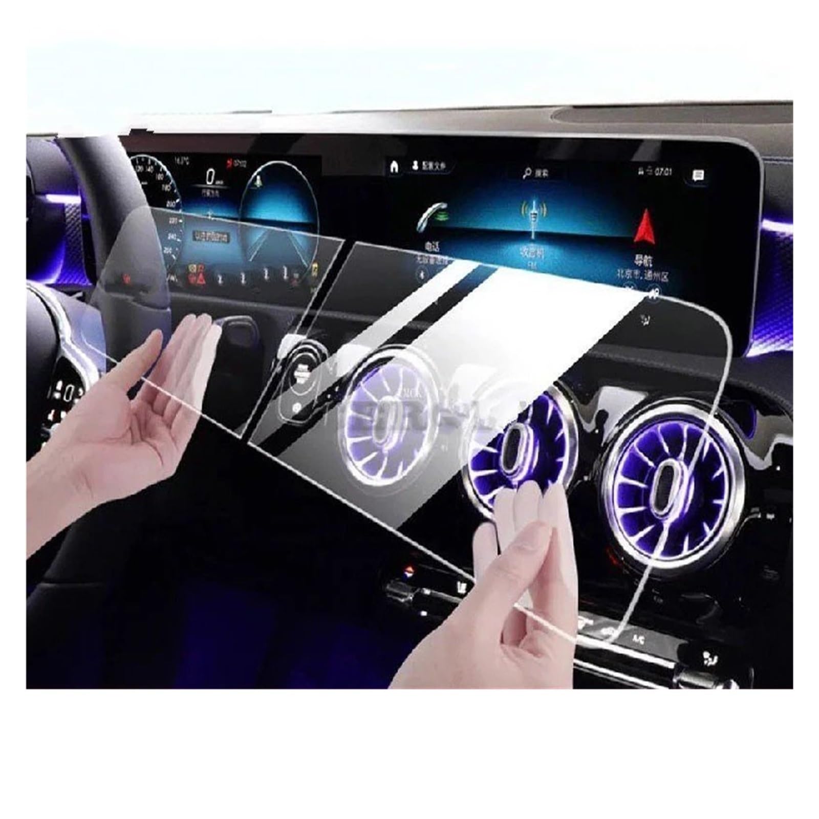 Für Für Benz Für CLA Für GLA H247 2019-2023 Auto-GPS-Navigationsfilm LCD-Bildschirm TPU-Innenschutzfilm Kratzfestes Zubehör Navigation Schutzfolie Navigations-Displayschutz(Tempered Glass Film)