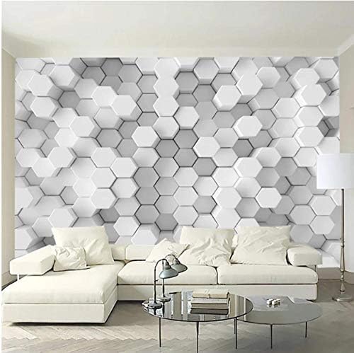 XLMING Kreative Weiße Sechseckige Geometrien 3D Tapeten Home Esszimmer Sofa Schlafzimmer Wohnzimmer TV Hintergrund-200cm×140cm