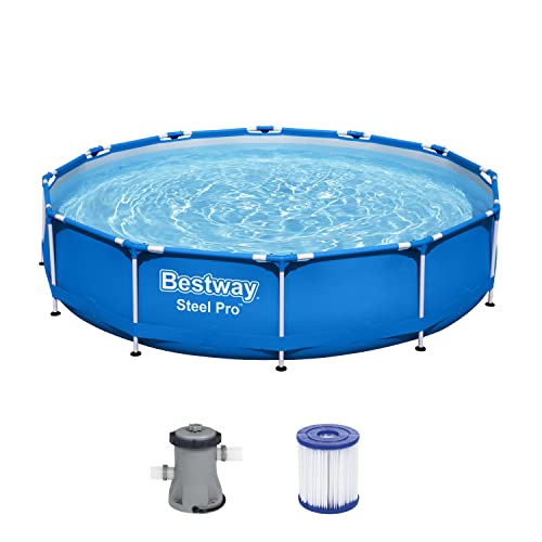Bestway Steel Pro Framepool Set, rund, mit Filterpumpe 366 x 76 cm Pool, Blau