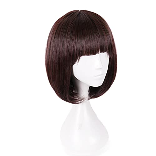 LINLINCD-Anime Coser pruik Bungo Streune Hunde Anime Akiko Yosano Cosplay Kurz Dunkelbraune Perücke Hitzebeständige Faserhaare+Wig Mütze Halloween Party Rollenspiel