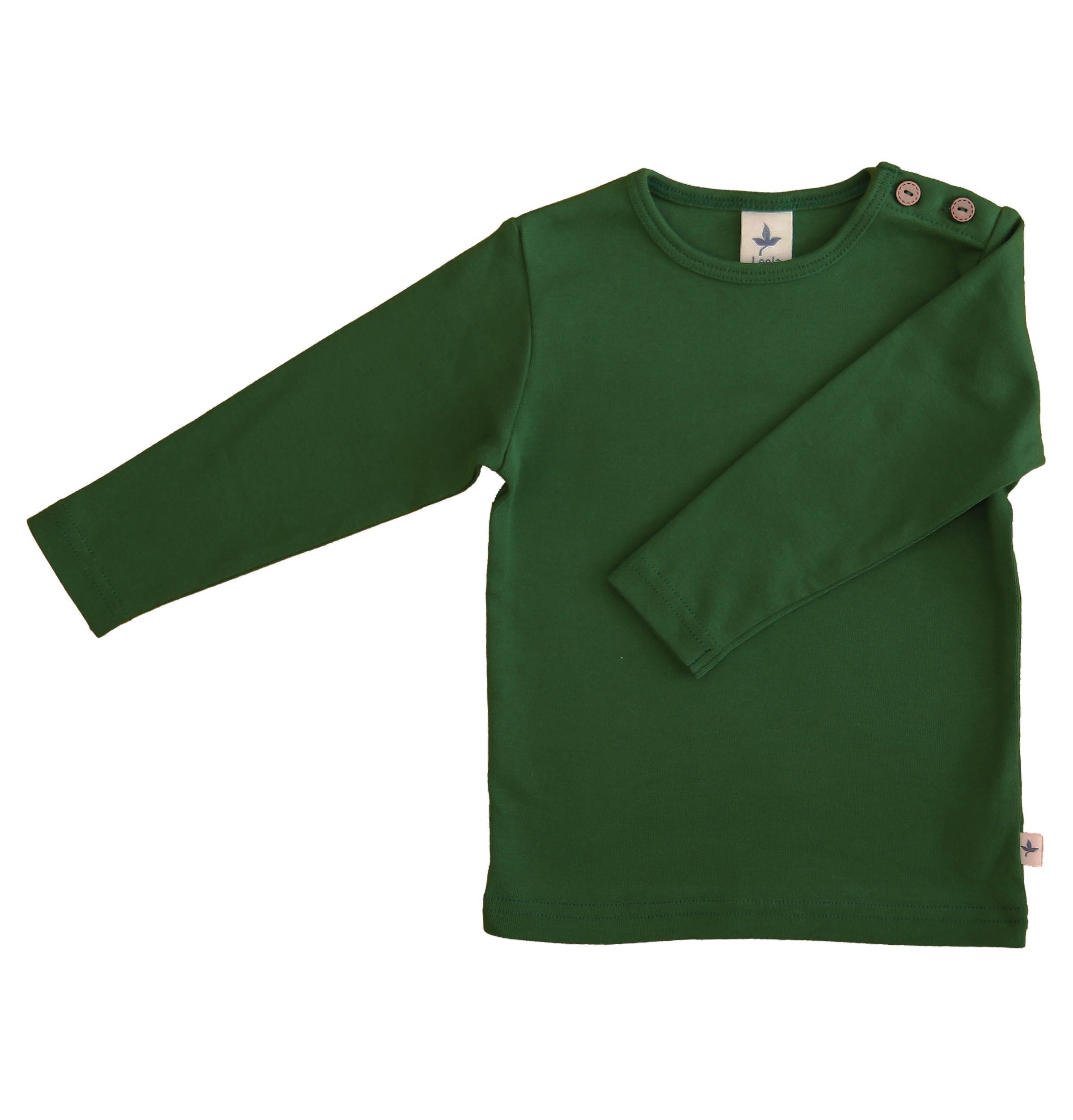 Baby Kinder Langarmshirt Bio-Baumwolle 13 Farben T-Shirt Shirt Jungen Mädchen Gr. 50/56 bis 140 (86-92, grün-moos)