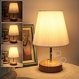 Nachttischlampe Touch Dimmbar: Tischlampe Touch dimmbar Steuerung Moderne LED Tischleuchte Retro mit Glühbirnefür Lesen Wohnzimmer Kinderzimmer Stoffschirm für Schlafzimmer Hotel oder Café Beige