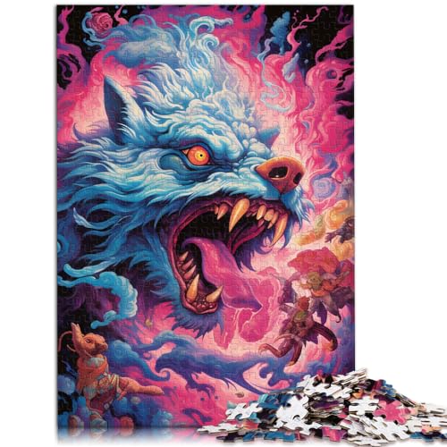 Puzzle-Geschenk, Psychedelic Wolf, 1000 große Teile, Puzzle für Erwachsene, Holzpuzzle, anspruchsvoll, aber unterhaltsam und humorvoll, 1000 Teile (50 x 75 cm)