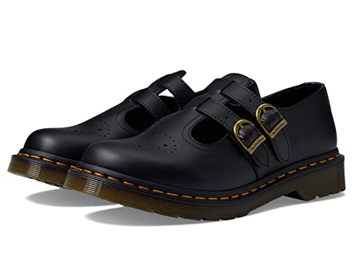 Dr. Martens Damen Vegan 8065 Mary Jane Flat, Black Felix Rub Off, 39 EU