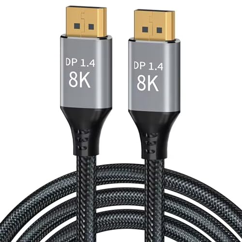 CableDeconn 7M 23FT 8K 1.4 DisplayPort-Kabel Ultra HD 8K@60Hz 4K@144Hz Hochgeschwindigkeits-HDCP 3D mit 32,4Gbit/s Schlankes und Flexibles DP-zu-DP-Kabel