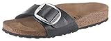 Birkenstock Damen Madrid Big Buckle Graceful Licorice, Birko Flor FLIP Flops, schwarz, 36 EU Schmal