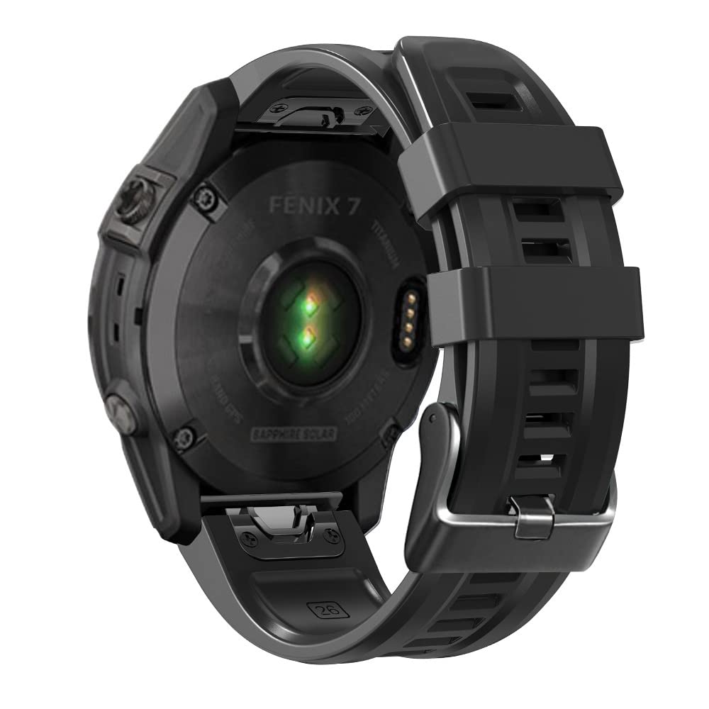 NEYENS 26 22 mm Silikon-Schnellverschluss-Uhrenarmband für Garmin Fenix 7X 6X 5X 3HR Watch Easyfit Armband für Fenix 7 6 5 Watch, 22mm Fenix EPIX, Achat