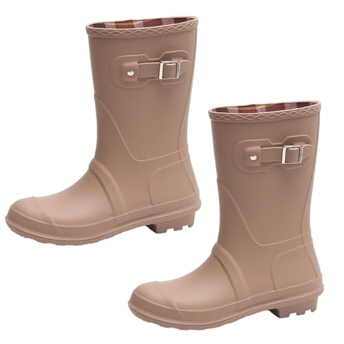 Eladcncmc Waden-Regenstiefel für Mädchen und Damen, Gartenschuhe, hohe Regenstiefel mit bequemen Einlegesohlen, Regenstiefel