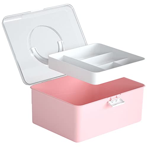 ZESLIV Medizinbox mit Tragegriff Erste Hilfe Koffer Medikamentenbox Medizinkasten aus ABS Hausapotheke Box Medizinkoffer Aufbewahrungsbox Rosa 31x24,5x14,5cm