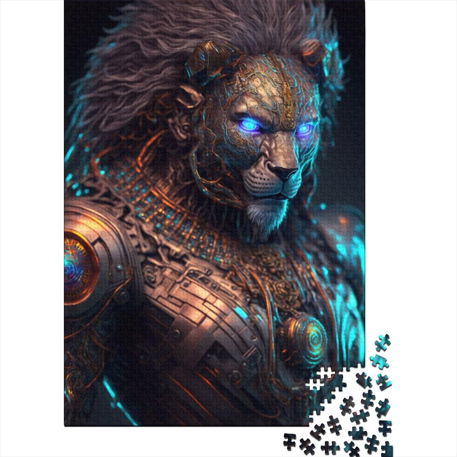 Kunstpuzzle für Erwachsene 1000 Teile Future Lion Holzpuzzle für Erwachsene Puzzlespiel Spielzeug für Erwachsene Familienpuzzle Geschenk (29,53 x 19,69 Zoll)