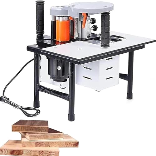 RETRIN 1200W Kantenanleimmaschine Einstellbarer Geschwindigkeit Holz-PVC-Holzbearbeitung Edge Bander Machine Mit Doppelter Seitenverleimung,8–60Mm Breite,Für Gerade Und Bogenförmige Kanten,220V