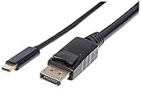 Manhattan USB Typ C auf DisplayPort-Adapterkabel ( Konvertiert das Alternate-Mode-Signal in ein DisplayPort 4K-Ausgangssignal ) 2 m schwarz 152464