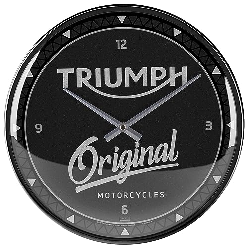 Nostalgic-Art Retro Wanduhr, Ø 31 cm, Triumph – Original – Geschenk-Idee für Biker, Große Küchenuhr, Vintage Design