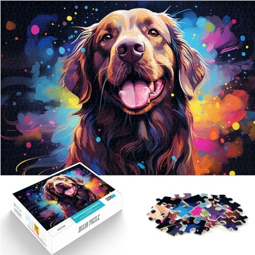 Puzzle, Geschenke, Spielzeug, Bunte Psychedelie der Golden Retriever, Puzzle 1000 Teile, Holzpuzzle für anspruchsvolles Puzzlespiel und Familienspiel, 1000 Teile (50 x 75 cm)