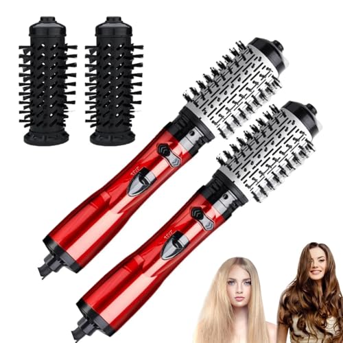 Provisionk Rotierende Haartrocknerbürste, 3-in-1-Heißluftstyler und rotierender Haartrockner, verstellbare Haarpflegebürste mit 2 Bürsten, zum Lockenglätten von trockenem Haar (2Pcs)