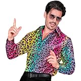 W WIDMANN MILANO Party Fashion - Party Fashion Pailletten Hemd für Herren, Disco Fever, Schlagermove, Animal Print, Herrenhemd