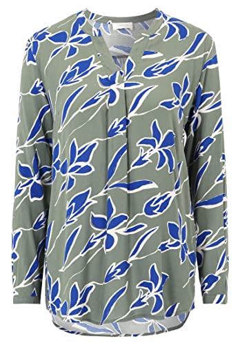 Cartoon Damen Blusenshirt mit Muster Khaki/Blau,36