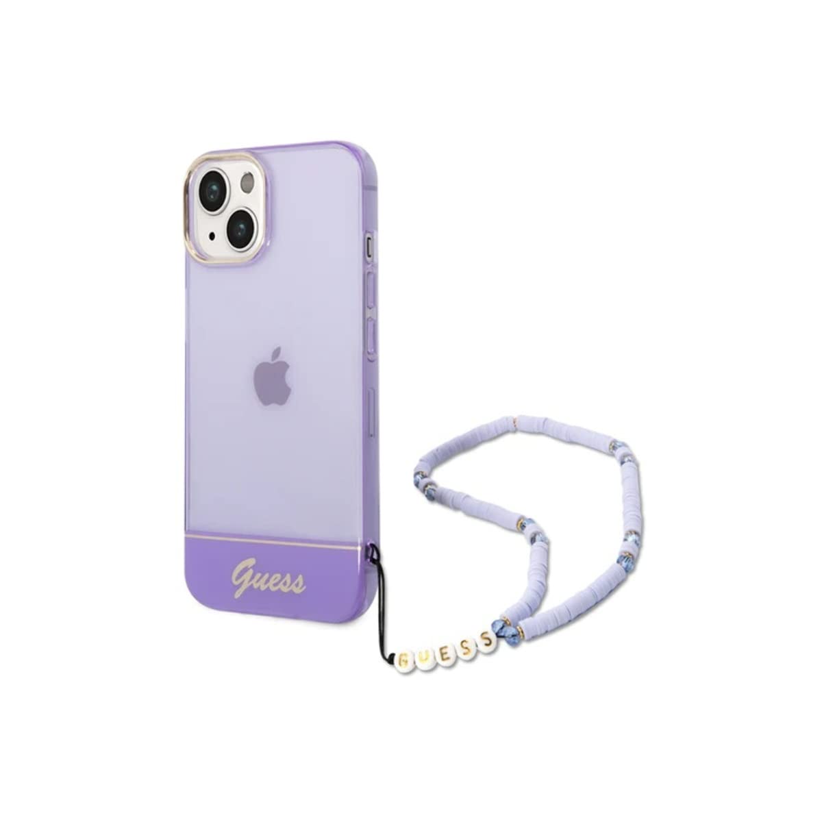 Guess GUHCP14MHGCOHU hülle für iPhone 14 Plus 6, 7" violett/Purple hardcase Translucent Pearl Strap, schwarz