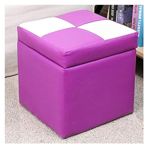 RAABYU Cube Kunstleder Lagerung Fuß Hocker Pouf Sitzbank, mit Scharnier Top Organizer Box Pouf Brust Einzel