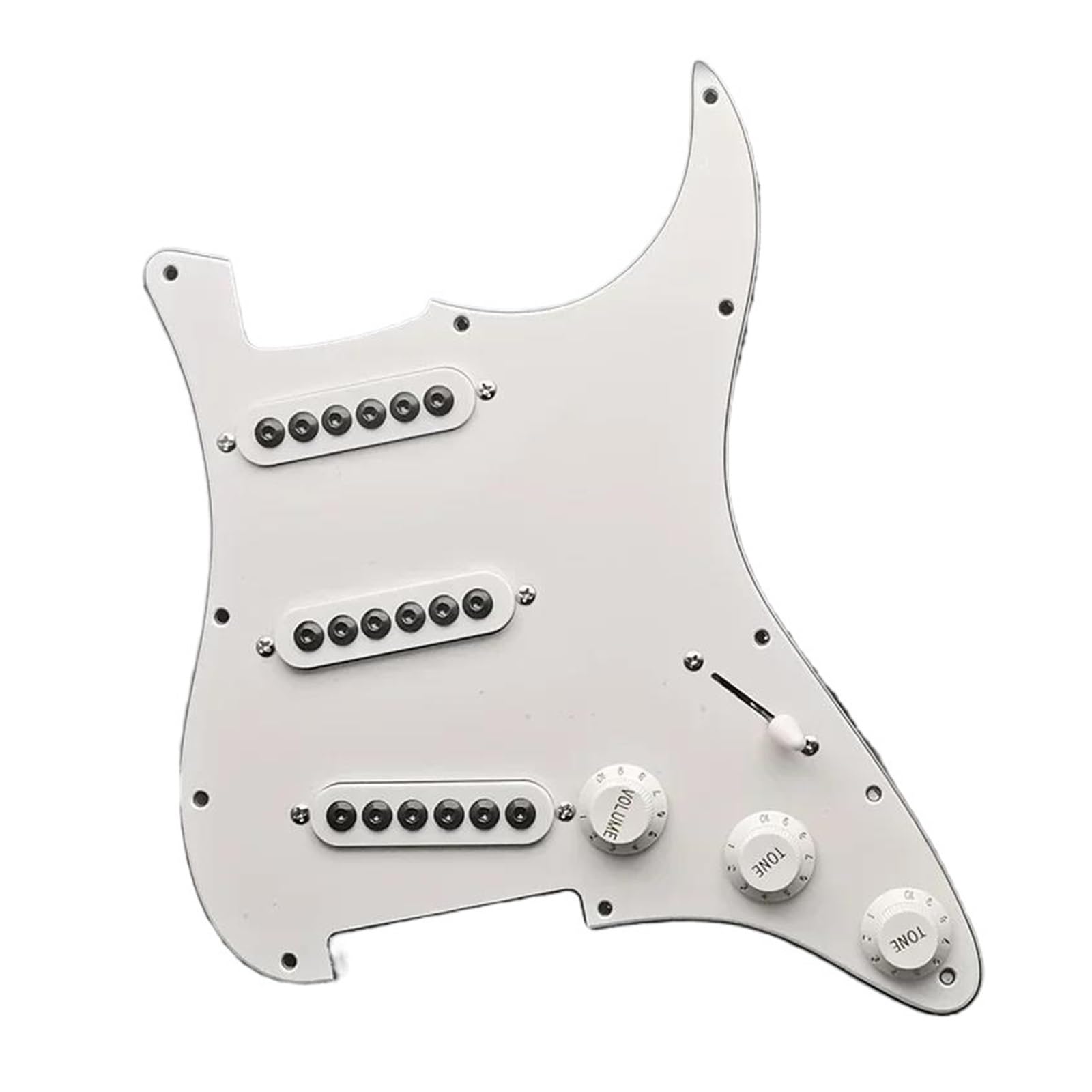 Schlagbrett Tonabnehmer für E Gitarre Vorverdrahtetes ST-Schlagbrett SSS 3 Single Coil-Tonabnehmer Einstellbares Schlagbrett mit großen Schrauben für E-Gitarre(White White pickup)