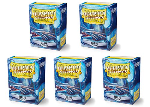 5 Packs Dragon Shield Matte Blue Standard Size 100 ct Card Sleeves Value Bundle!