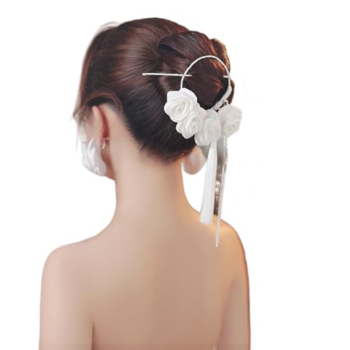 Stylisches Kamelienhaar mit Quasten, Haarnadel, Stirnband für Hochzeit, Braut, Haarschmuck, koreanischer Mode-Kopfschmuck, Brautohrringe