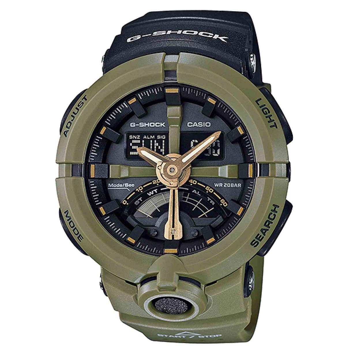 Casio Men's G Shock GA500P-3A Green Rubber Quartz Sport Watch