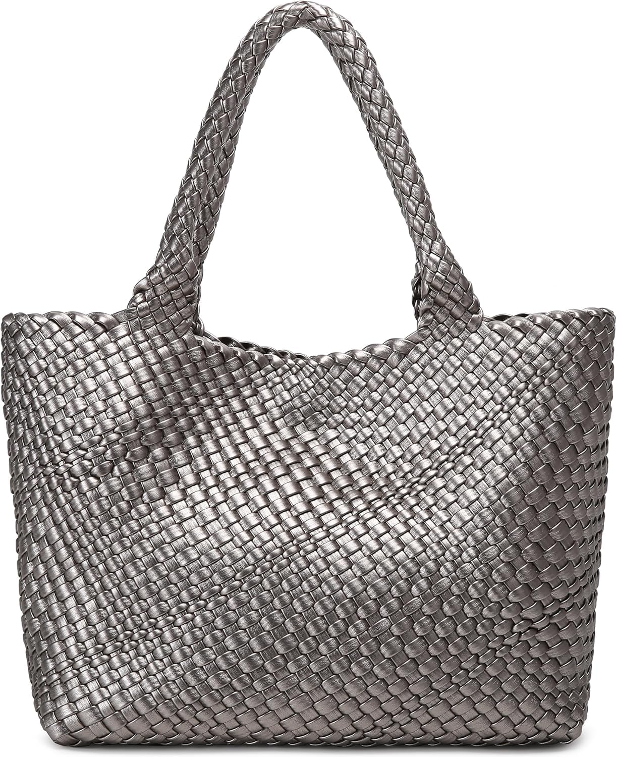 Damen 1135 Gewebte Tragetasche, Schultertasche, HOBO-Tasche, Silber