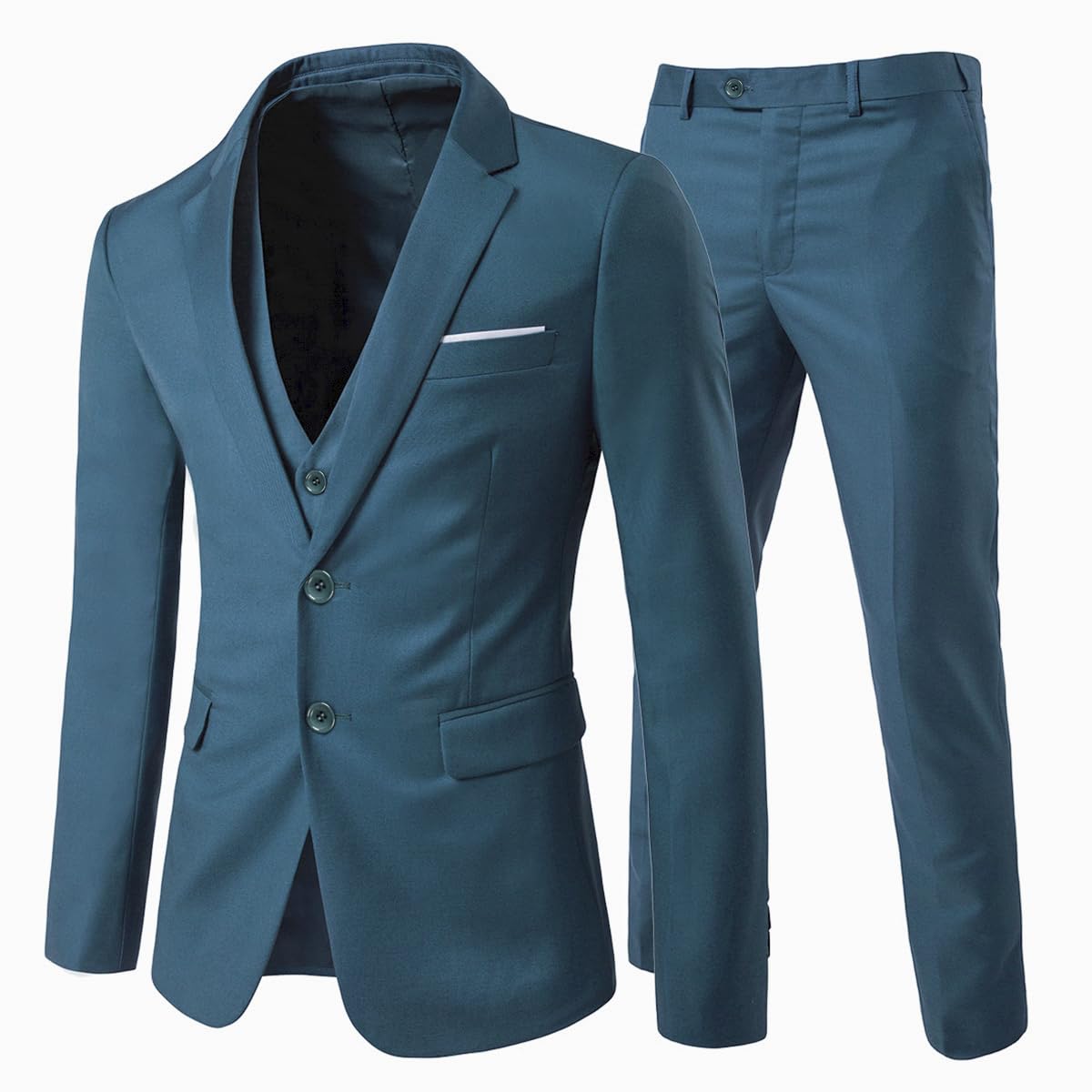 Allthemen Anzug Herren 3 Teilig Herrenanzug Slim Fit 2 Knopf Hochzeitanzug Anzüge Sakko für Business Blau M